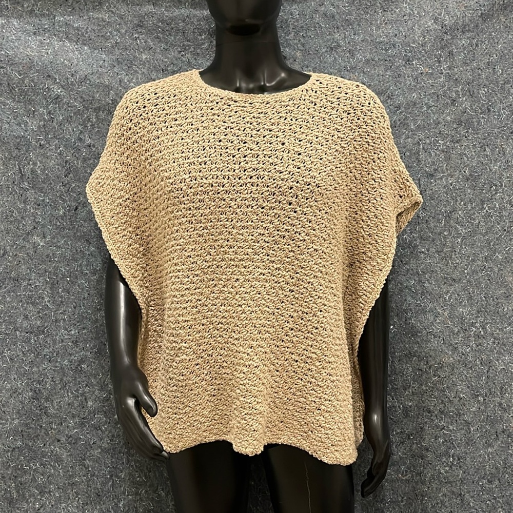 NEW J Jill WOMENS M/L Sandstone Tan Pull On 100% Cotton Fancy Shirt Top Cover